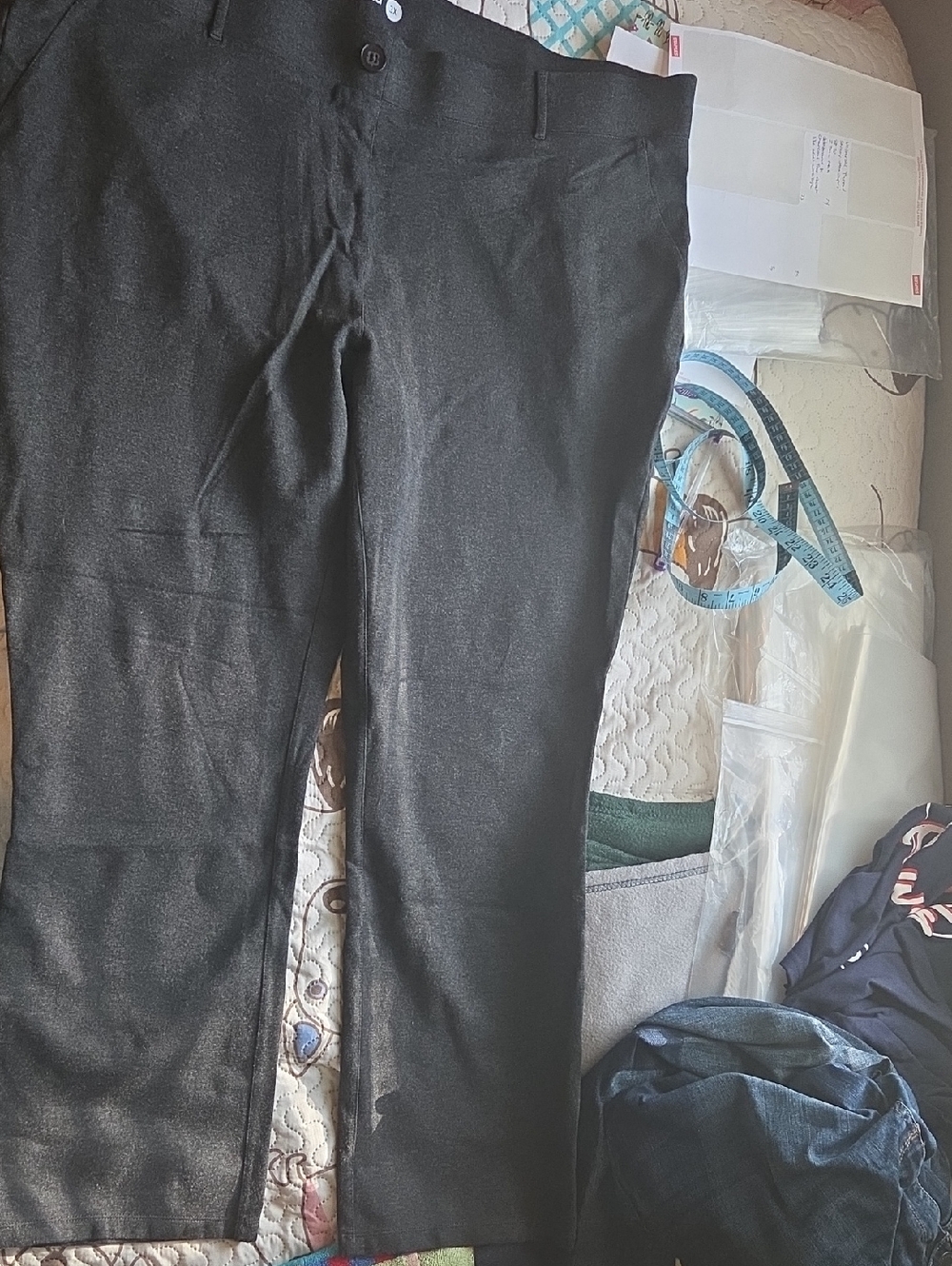 Betabrand Charcoal High-Waist Buttoned Pants